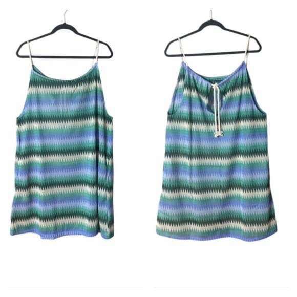 C&C California Womens Halter Top Tunic Size XL Beach Cover up Chevron Vibrant - Picture 1 of 10